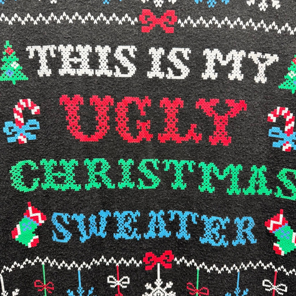 This Is My Ugly Christmas Sweater Printed Long Sleeve Black Top XXL - Picture 2 of 5